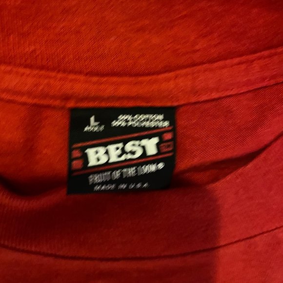 Vintage 80s Golf Golfing Red & Gold Tee Shirt Single Stitch Made in USA sz Large - Picture 2 of 4